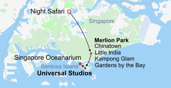 Singapore Family Package Itinerary Map Singapore Family Package Itinerary Map